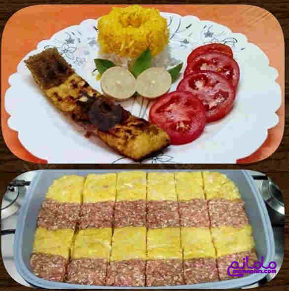 کباب تابه ای دو رنگ