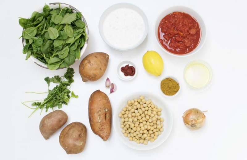 b2ap3 large Baked Sweet Potatoes with Chickpea Ingredients