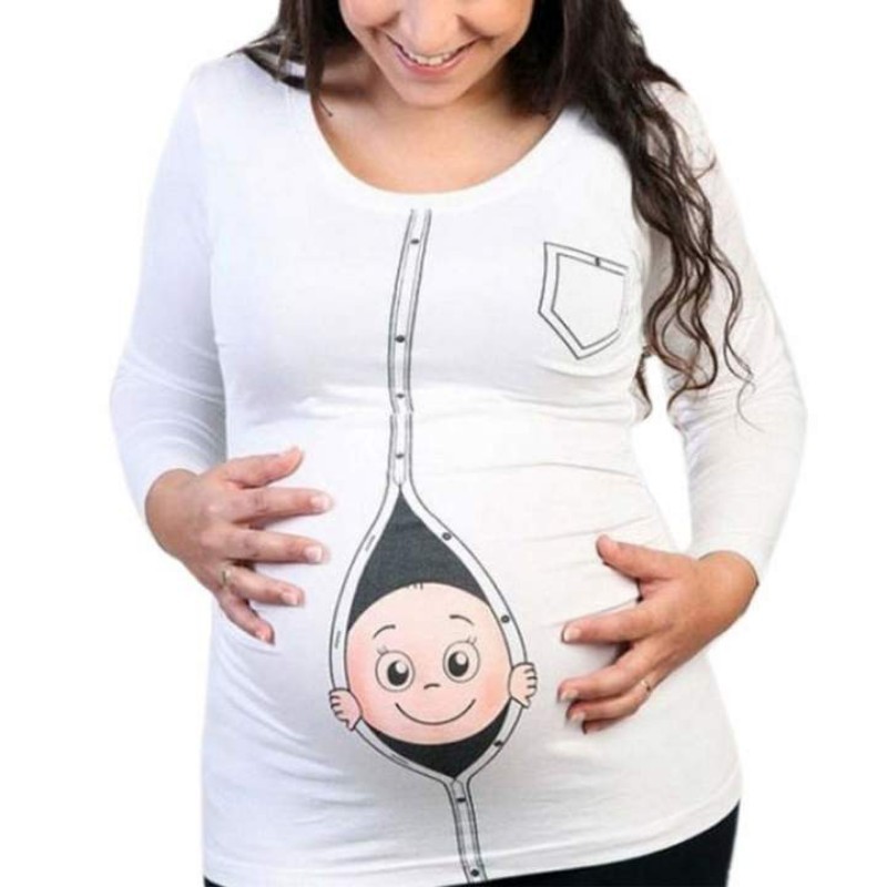 b2ap3 large Leewos Women Maternity ClothesLovely Baby Peeking T Shirt Funny Pregnancy Tee Expecting Mothers Tops