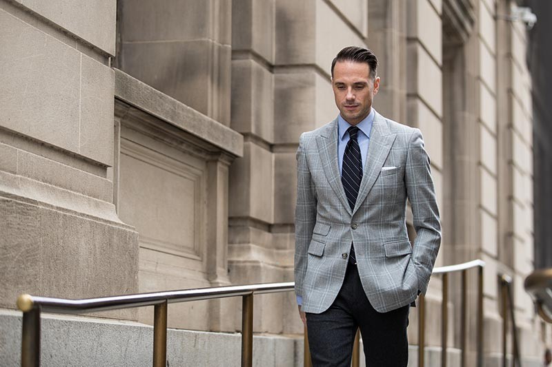 b2ap3 large grey plaid blazer blue shirt striped tie grey pants mens office new job outfit ideas fall 2016 3