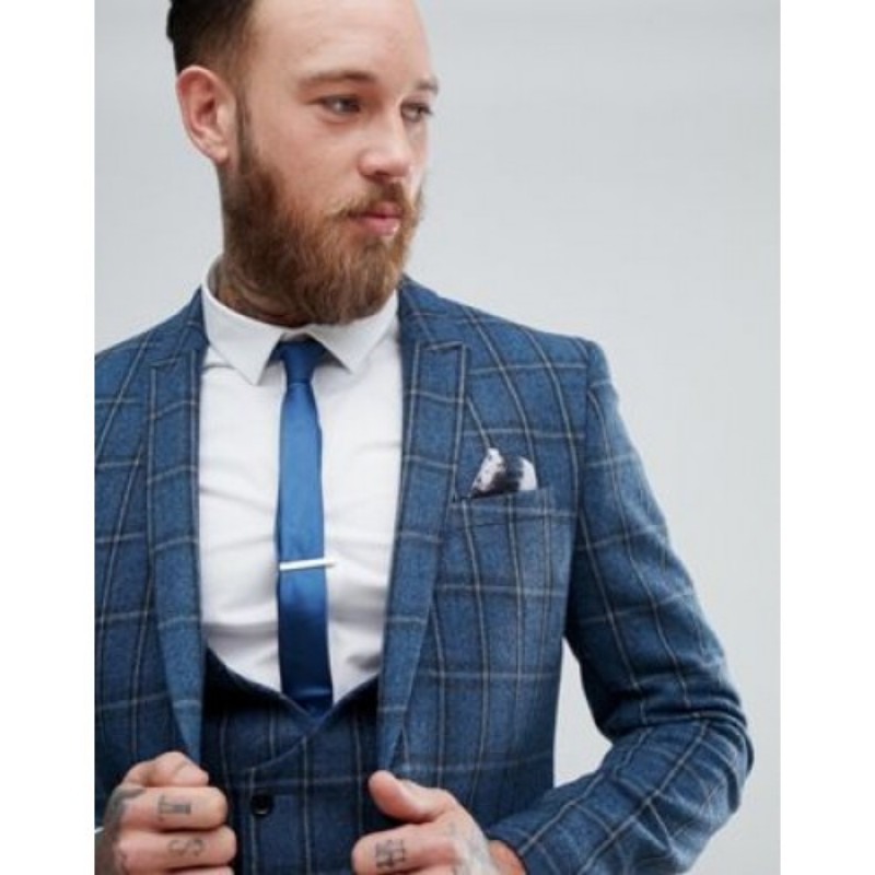 b2ap3 large asos skinny suit jacket in blue gradient wool blend check suitable for work and play 8109