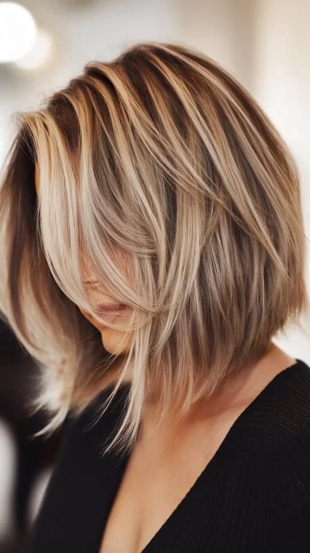 باب کات زاویه دار شیک با هایلایت، باب کلوش برای موی کم حجم