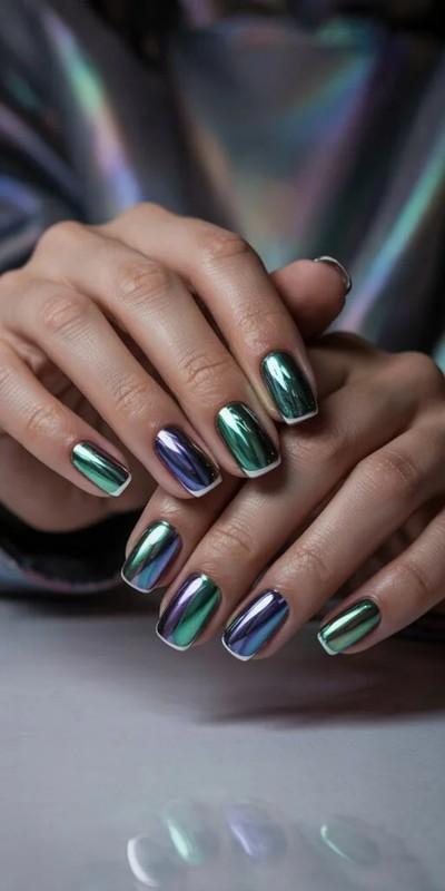 مدل فرنچ کروم ناخن چند لایه