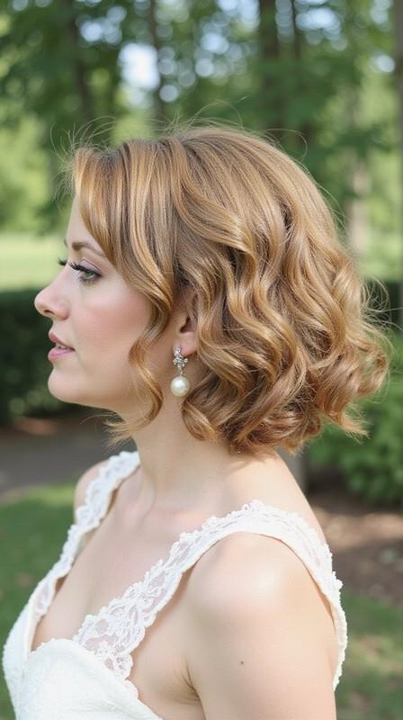 مدل مو کوتاه ساقدوش عروس: vintage bob with waves