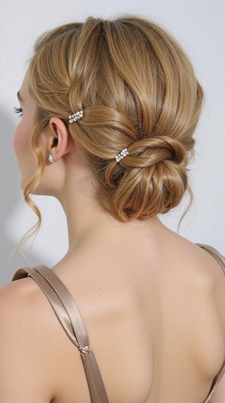 مدل مو کوتاه ساقدوش عروس: minimalist chic bun hairstyle