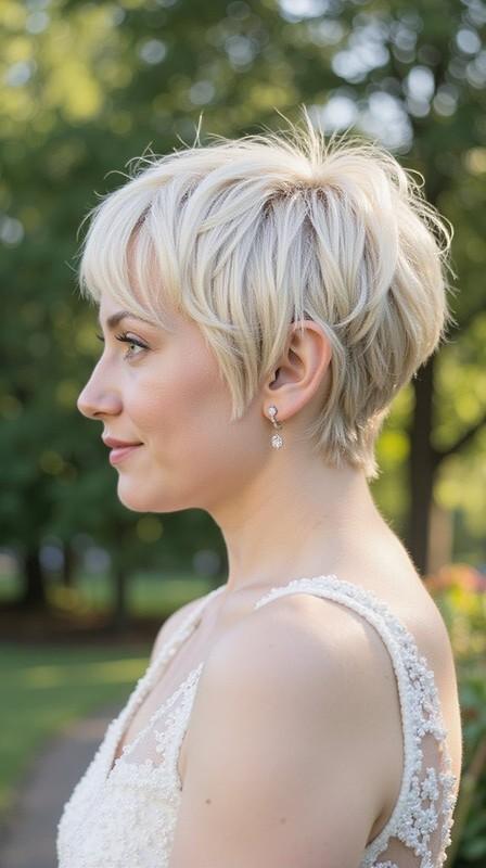 مدل مو کوتاه ساقدوش عروس: bold eighties wedding glamour