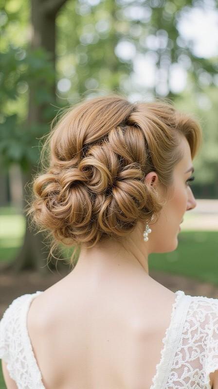 مدل مو کوتاه ساقدوش عروس: pin curls vintage bridal elegance