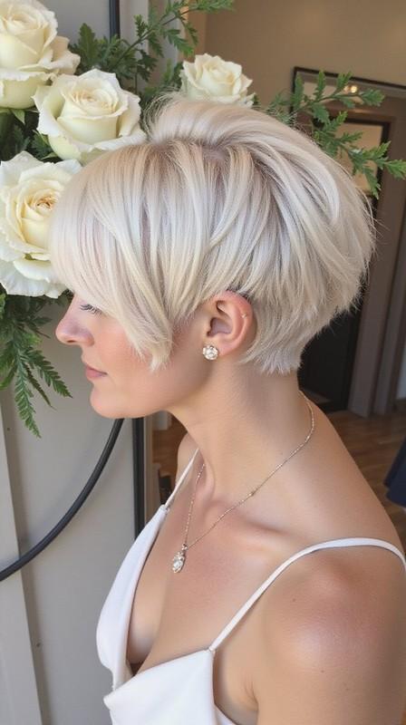 مدل مو کوتاه ساقدوش عروس: sophisticated side swept pixie styling